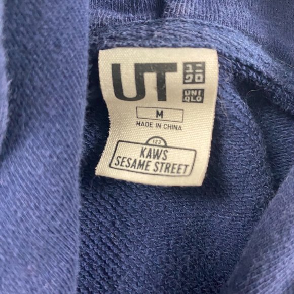 Sesame Street X Kaws XX Uniqlo Hoodie Womens Medium Blue Elmo Cookie Monster - Picture 5 of 9